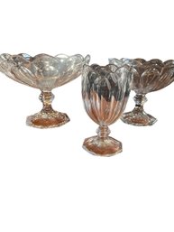 Group Of Clear Glass Compotes (3)
