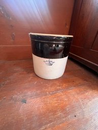 Antique Brown And White Crock #4
