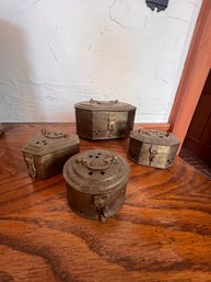 Group Of 4 Brass Incense Or Potpourri Boxes
