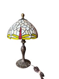 Vintage Stained Glass Dragon Fly Lamp