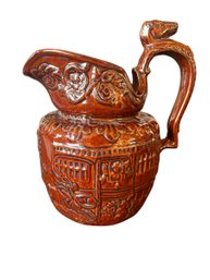Antique Rockingham Stoneware Pottery Horse Hunting Pitcher