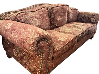 Lilian August Down Filled Floral Pattern Nail Head Sofa