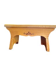 Antique Yellow Hand Painted Folk Art Stool