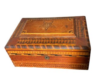Antique Victorian Inlaid Jewelry Or Keepsake Box