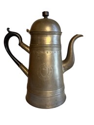 Antique 19th Century (1800s) Israel Trask Lighthouse Pewter Coffee Pot