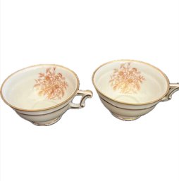 Haviland Limoges Porcelain Footed Tea Cups, Gold Trim, Set Of 2