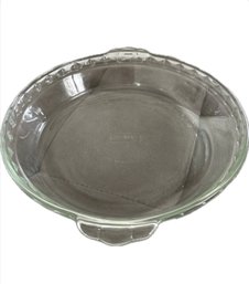 Pyrex Deep Dish Pie Pan Dish 229 Clear Scalloped Edge Handles 