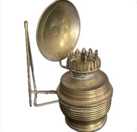 Vintage Tin Oil Lamp With Wall Hanging