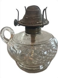 Vintage Clear Glass Oil Lamp Base With Handle