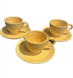 Fiestaware Sunflower Yellow Tea Cup & Saucer Set Of 3 