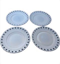 Westmoreland White Milk Glass Ringed Rim Dish Set Of 4