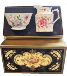 Royal Crown Derby Poises Bone China England Creamer & Sugar  Floral Design