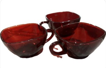 Cambridge Glasses Royal Ruby Red Square Teacup Cup 1930s