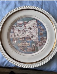 New York State Plate Pearl China CO Empire .22 KT Gold