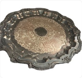 Footed Silverplate Serving Tray, 17”Chippendale By W & S BLACKINTON CO #1459
