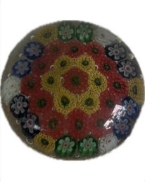 Clear Glass Crystal Colorful Flowers Paper Weight