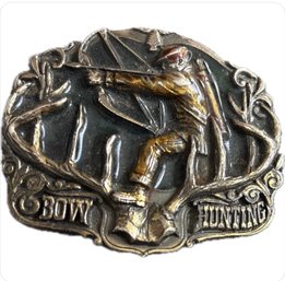 Bow Hunting Belt Buckle Deer Antlers, Rare