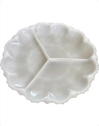 Vintage White Milk Glass Sectional Appetizer Serving Plate