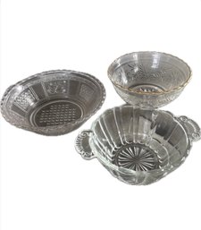 Vintage Glass Trinket Candy/Nut Dish- Set Of 3