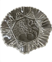 Vintage Federal Glass Pioneer Pattern Serving Bowl Clear Fruit Pressed Glass