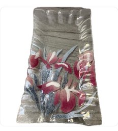 Infused Glass Tray With Flower Design