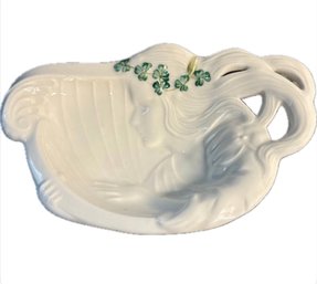 Belleek Woman With Harp Trinket Tray