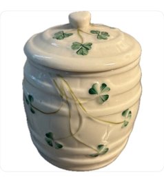 Beleek Shamrock Barrel Pot With Lid