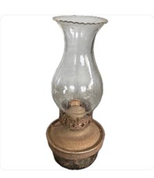 Vintage Tin Oil Lamp With Chimney