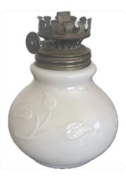 Vintage Milk Glass Embossed Pattern Oil Lamp