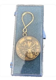 Vintage B.P.O.E Elks Keychain, Gold Tone, Deer Head, Fraternal Collectible