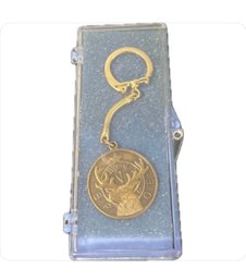 Vintage B.P.O.E Elks Keychain, Gold Tone, Deer Head, Fraternal Collectible
