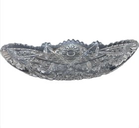 Vintage Brilliant Cut Crystal Celery Dish Bowl Hobstars Saw Tooth Edge 