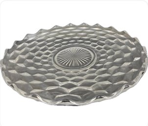 Fostoria American Cubist Cube Clear Glass Large Round Serving Platter