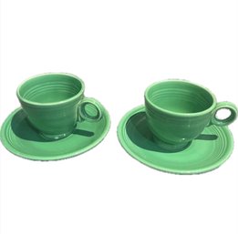 Fiestaware Retired Color Sea Mist Green Tea Cup & Saucer Set Of 2