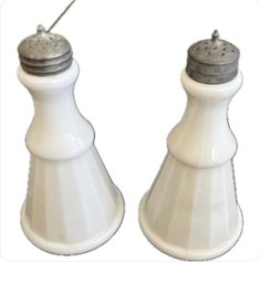 Milk Glass Ribbed Salt And Pepper Shakers