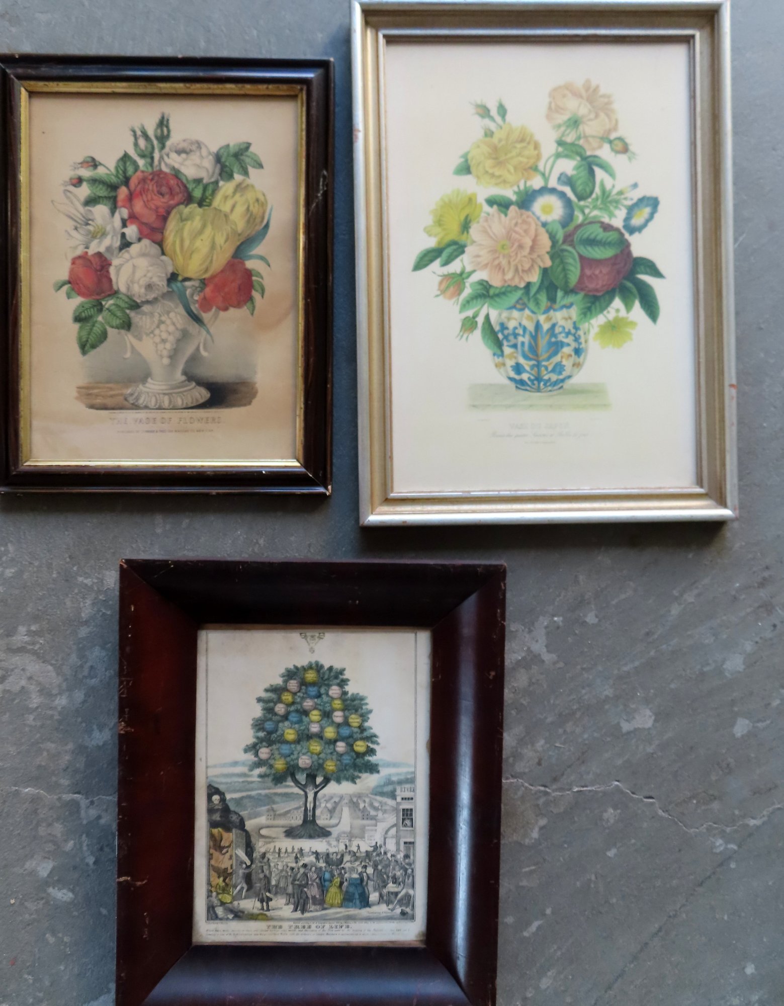 Three Lithographs Including: A Hand Colored Lithograph Titled 