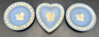 Blue Jasperware Neoclassical Pattern Trinket Dish - Made In England