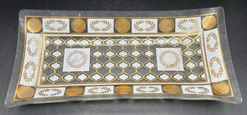 MCM Gold-tone Glass Serving Platter