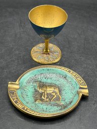 Judaic Brass Enamel Figurines - 2 Total