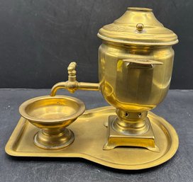 Vintage Brass Samovar With Tray Included - Missing Lid