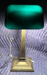 Antique 1916 Emerald Light Co. Emeralite Desk Lamp With Bronze Base