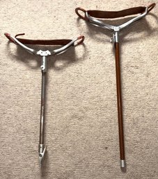 Vintage Leather Seated Shooting Stick - 2 Total