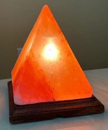Triangular Himalayan Pink Salt Lamp With Wood Base