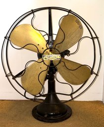 Vintage Century Cast Iron 3-speed Table Fan With Brass Blades