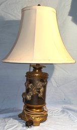 Antique Bradley & Hubbard Bronze Table Lamp With Floral Accents
