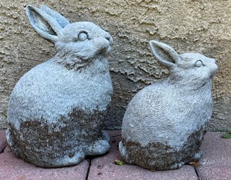 Outdoor Resin Bunny Figurines - 2 Total