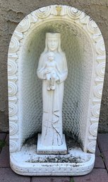 Solid Cement Our Lady Statue With Solid Cement Grotto Included