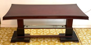Solid Wood Art Deco Style Coffee Table With Mirrored Base