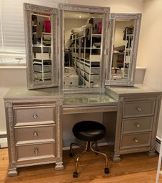 Willa Arlo Interiors Fiedler Vanity With Mirror - Featuring Acrylic Crystal Boarder