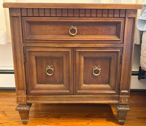 Thomasville French Regency Style Solid Wood Nightstand With Drawer & Storage - 2 Total